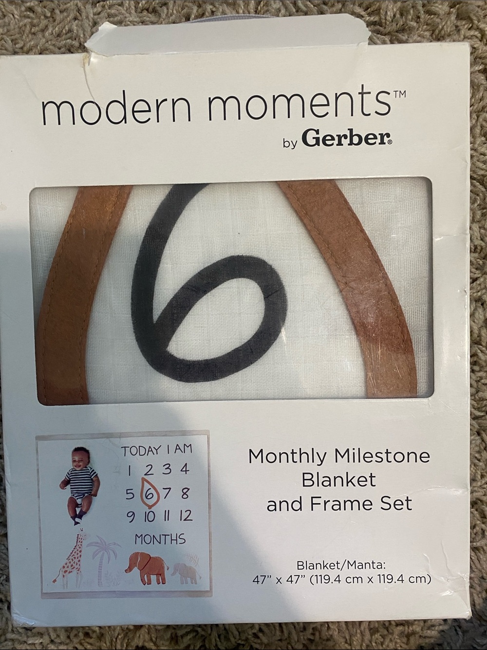Gerber Modern Moments Cream, Brown and Black Monthly Milestone Blanket
